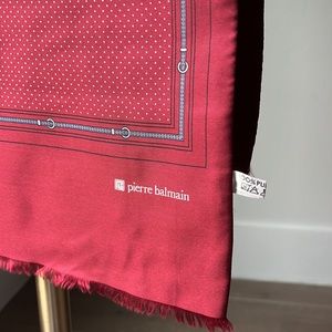 vintage pierre balmain silk and wool equestrian scarf - burgundy